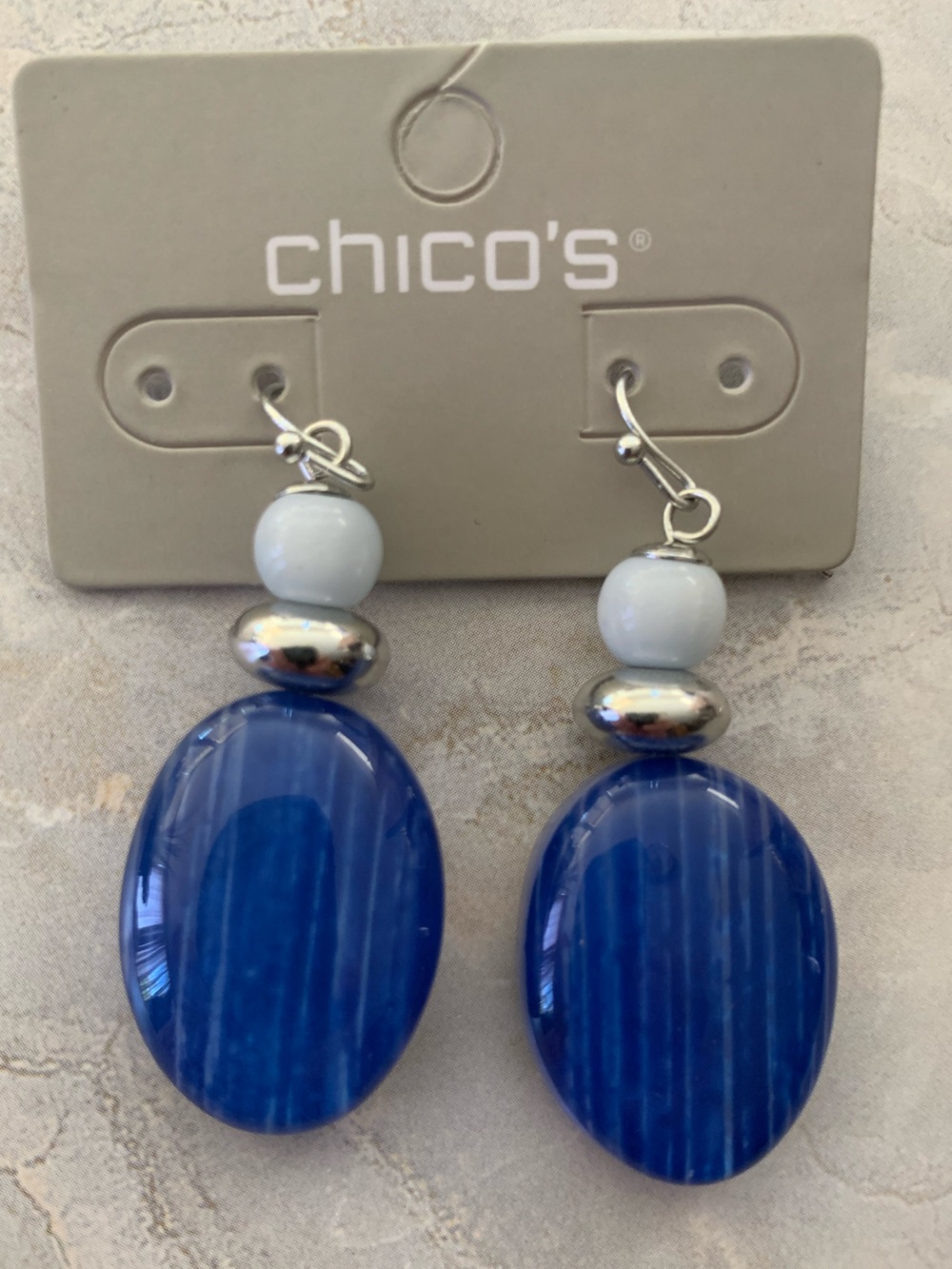 Chico’s Blue Glass Bead Drop Earrings